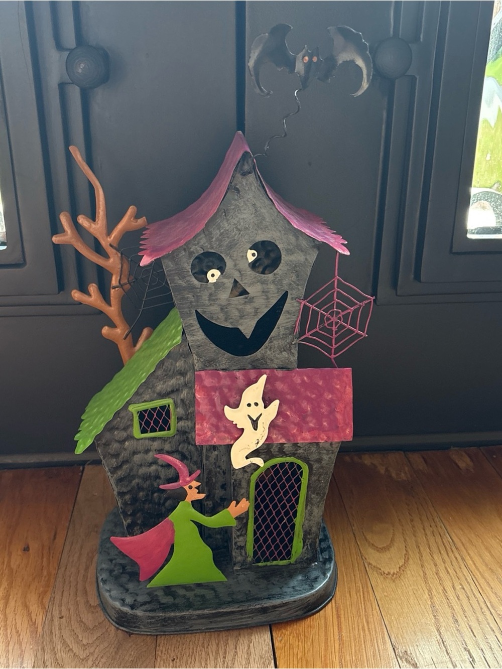 Halloween Haunted House Tabletop Decoration in Purple, Green and Pink